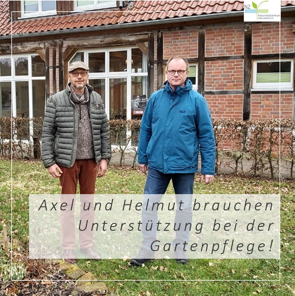 Axel Köhler und Helmut Maas brauchen Unterstützung bei der Gartenarbeit. Foto: © Naturschutzzentrum Coesfeld
