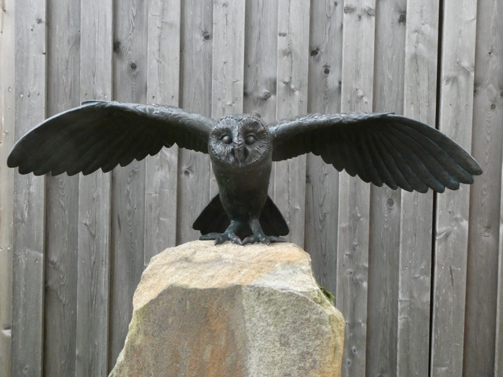 Schleiereule, fertige Bronzefigur © Naturschutzzentrum