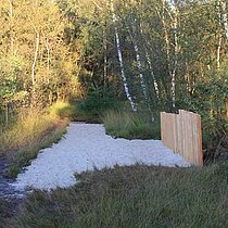 Maßnahmen am Torfstich 1: Ausbesserung des Torfdamms mit Sand.