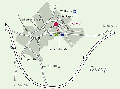 Anfahrtsskizee zum Alten Hof Schoppmann und dem Naturschutzzentrum
